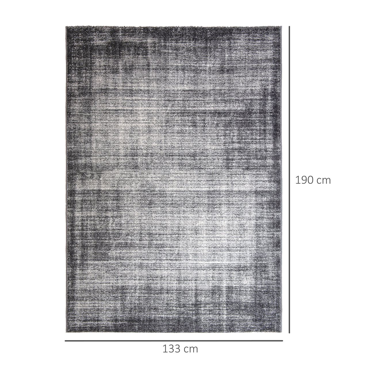 HOMCOM Teppich Kurzflor Grau 190 x 133 x 1 cm