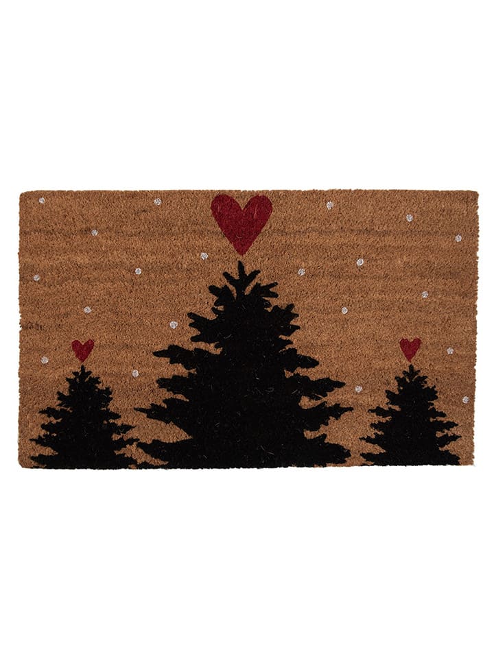 Clayre & Eef Kokos-Fußmatte in Hellbraun/ Schwarz - (L)75 x (B)45 cm günstig kaufen onesize