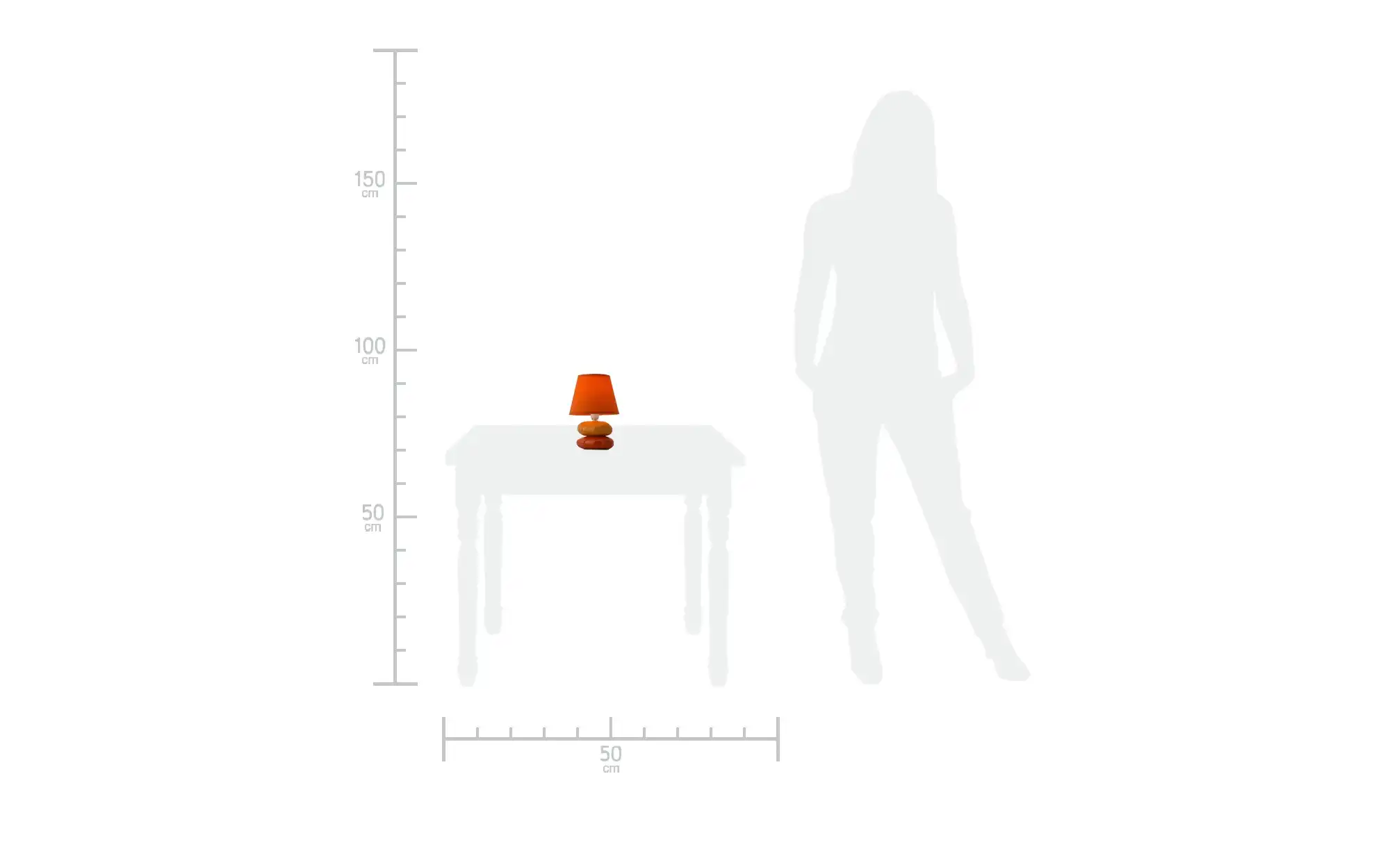 levelone Tischlampe orange m. Keramikfuß, Stoffschirm