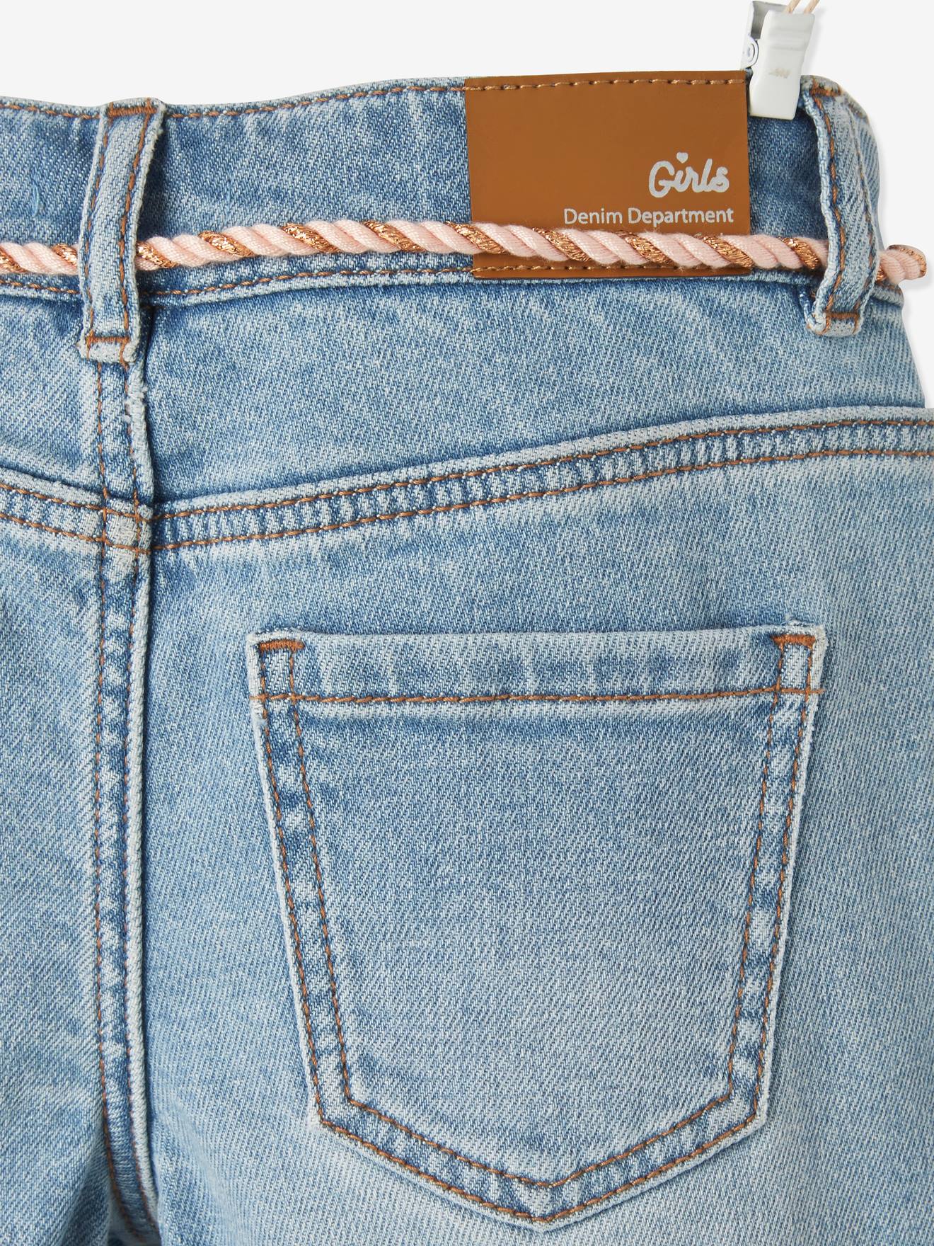 Bermuda en jean brodé fleurs Basics fille double stone