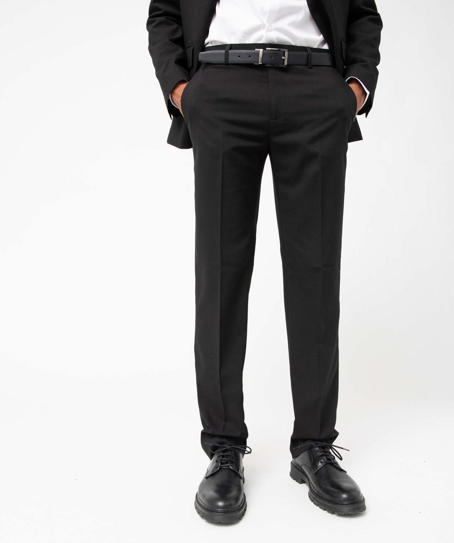 Pantalon de costume homme en toile coupe droite noir | GEMO