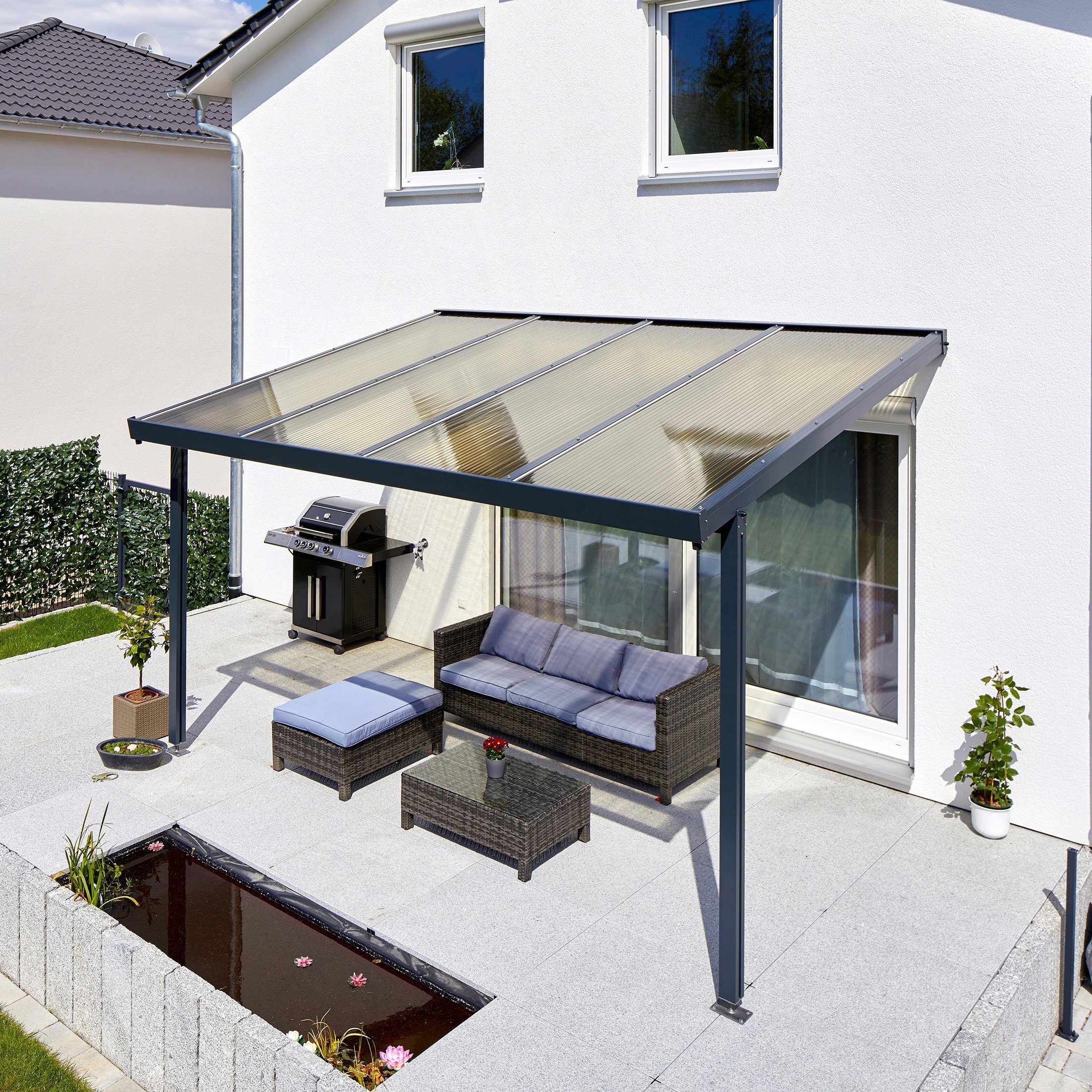 GUTTA Terrassendach Premium, BxT: 410,2x306 cm, Bedachung Dachplatten, BxT: 410x306 cm, Dach Acryl bronce
