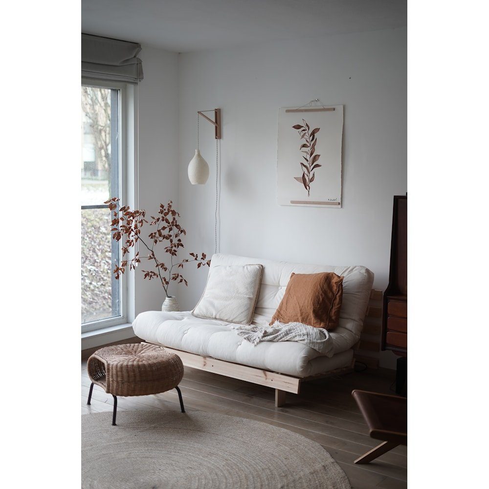 Karup Design 2-Sitzer Schlafsofa ROOTS 140 cm Sofa Gestell Kiefer Massivholz Bezug Beige