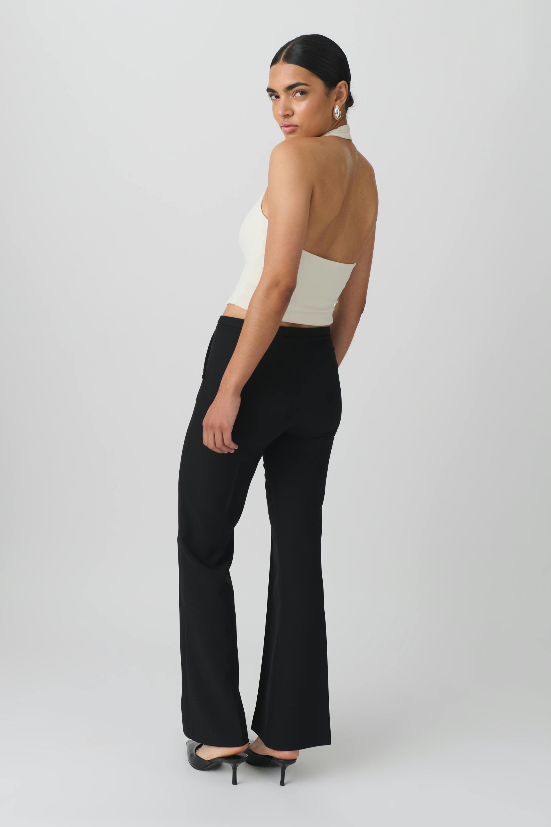 Mid waist bootcut trousers