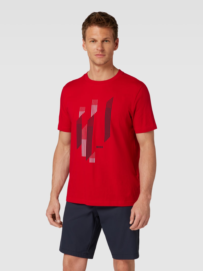 T-Shirt aus Baumwolle mit Label-Detail in rot