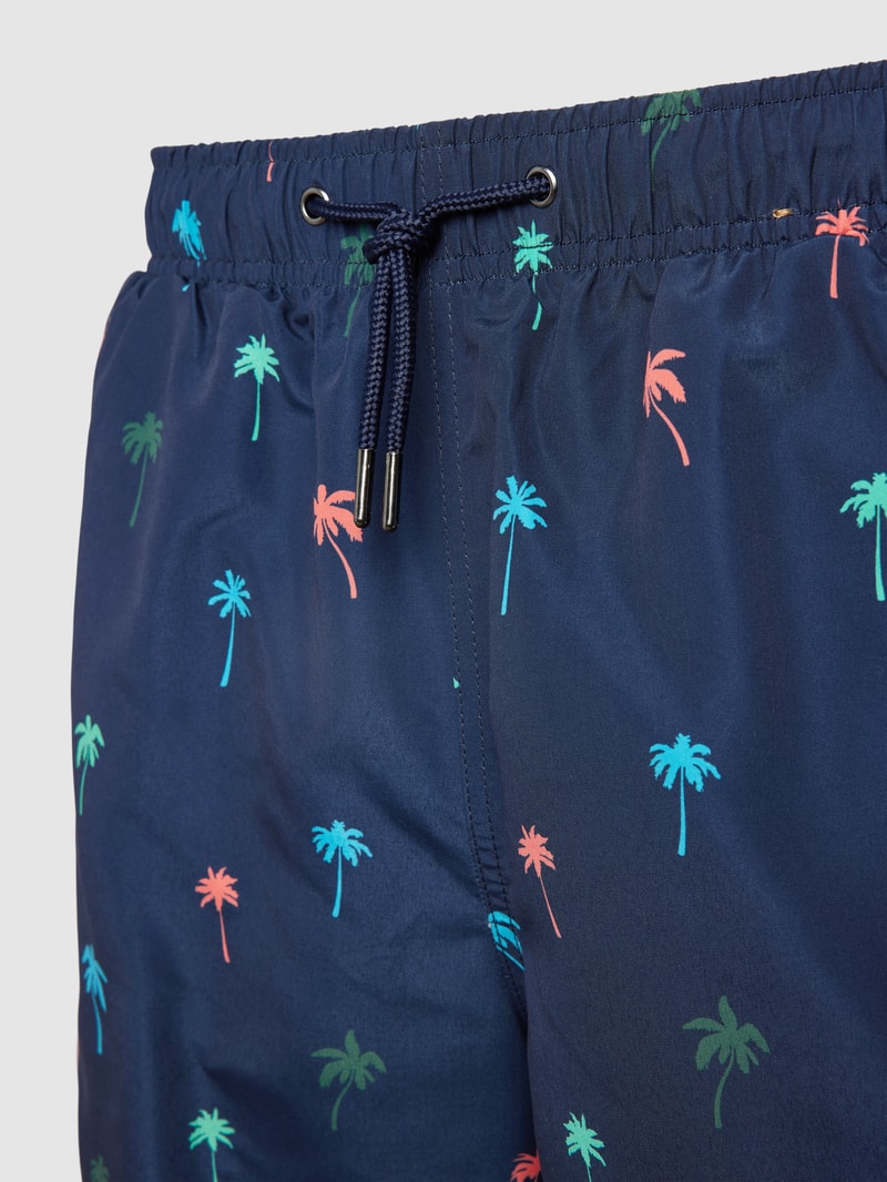 Badehose mit Allover-Print in marineblau