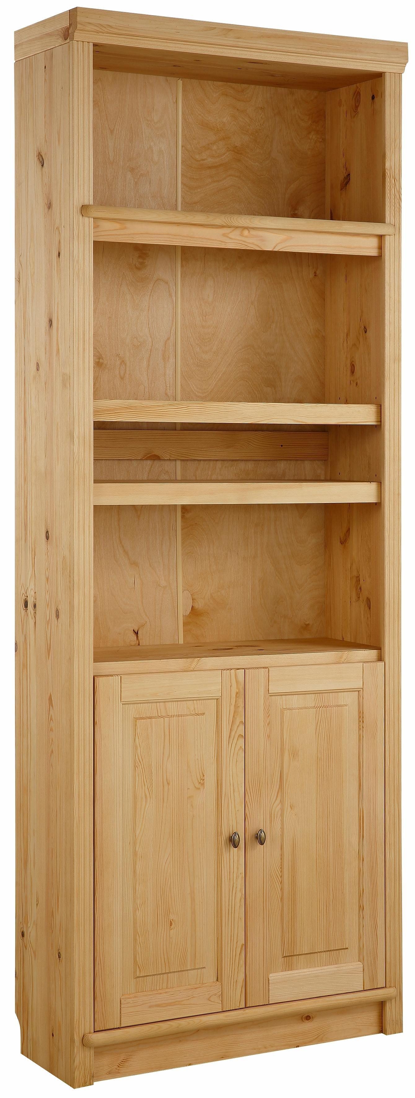 Home affaire Bücherregal Soeren, aus massiver Kiefer, Höhe 220 cm, mit 2 Holztüren, viel Stauraum