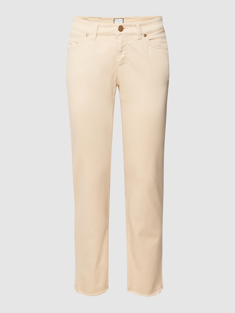 Jeans mit ausgefransten Beinabschlüssen Modell 'CLAIRE CROPPED' in beige