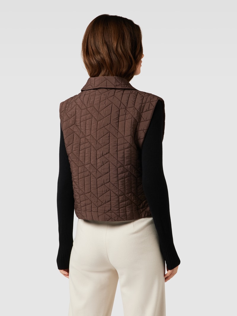 Cropped Steppweste mit Umlegekragen Modell 'Walito' in mittelbraun