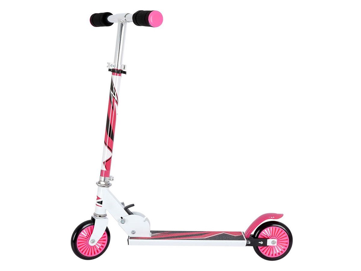 XQ Max Rosa/Weiß Faltbarer Kinder-Roller mit Fußbremse