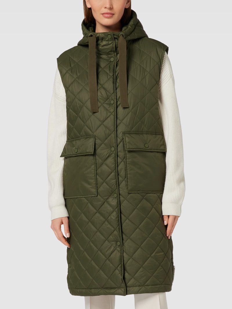 Steppweste mit Kapuze in khaki