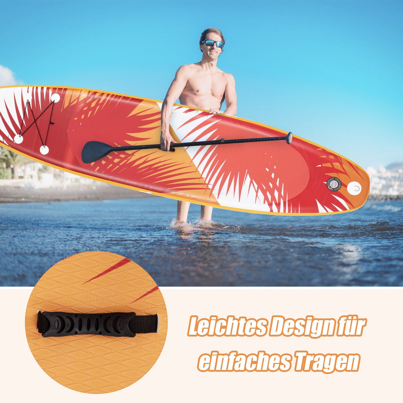 COSTWAY SUP-Board Stand Up Paddle Board, 325cm bis 170kg, mit Pumpe