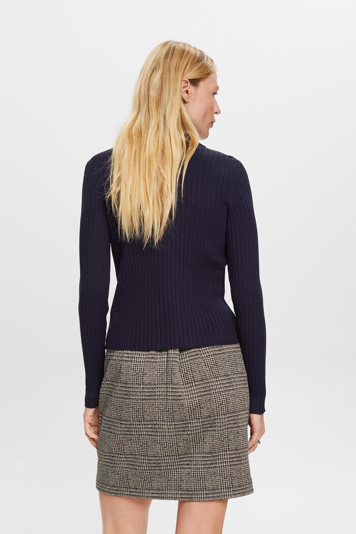Rippstrick-Cardigan mit Zipper und Polokragen