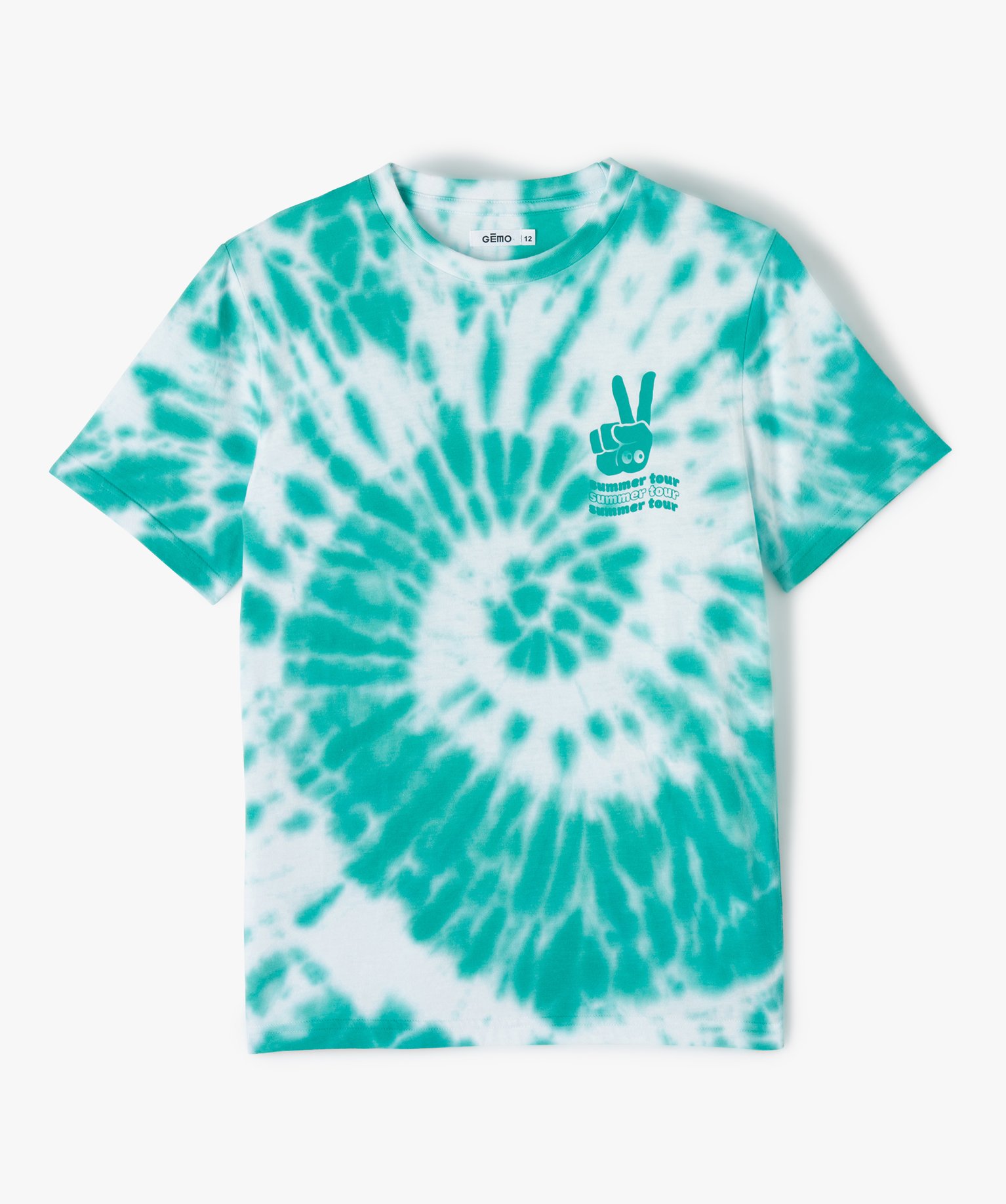 Tee-shirt Garçon à manches courtes tie-and-dye motif concert bleu | GEMO