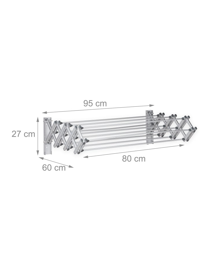 relaxdays Wäscheständer in Silber - (B)95 x (H)27 x (T)60 cm günstig kaufen onesize