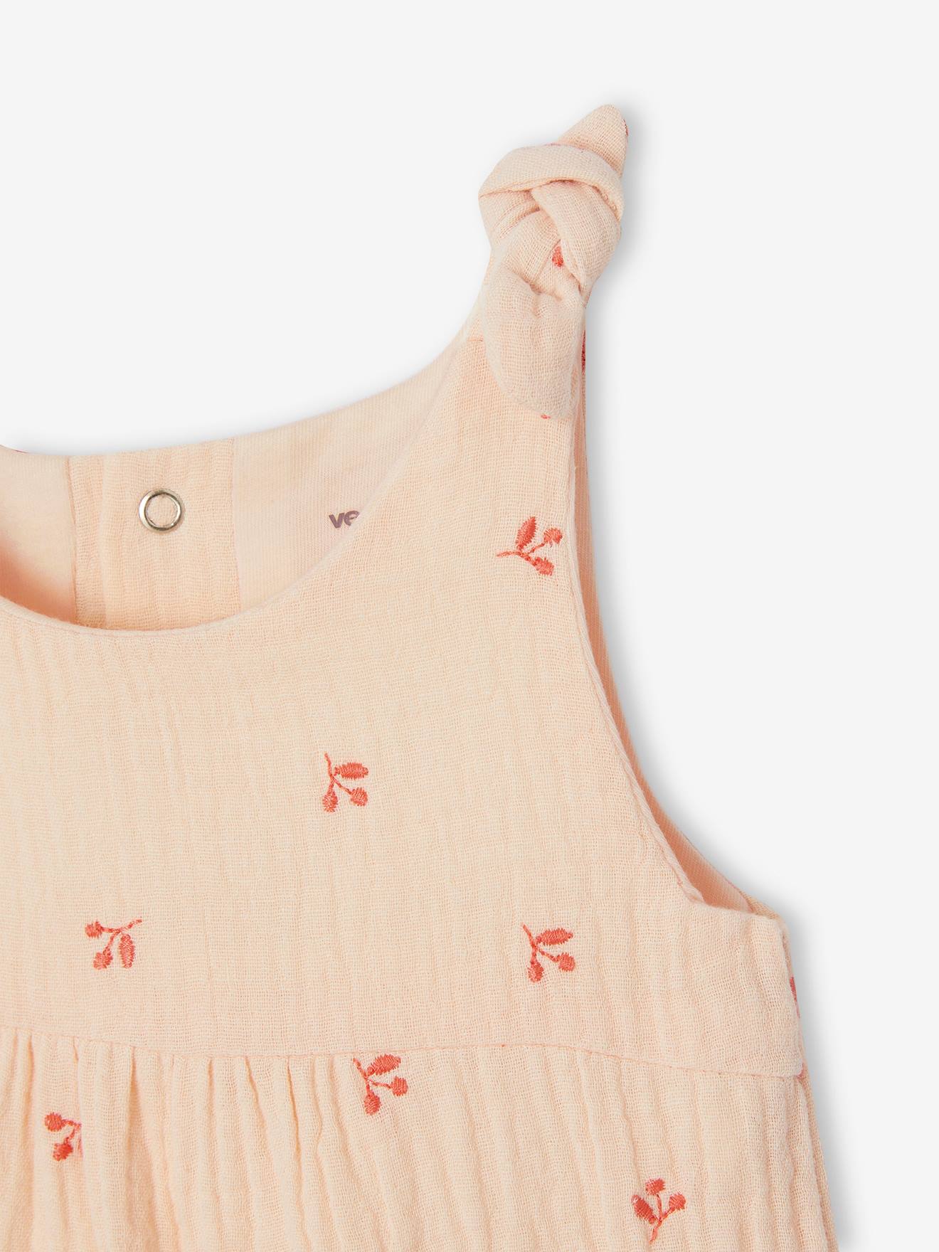 Vertbaudet Mädchen Baby Overall, bestickte Motive - dunkelbraun