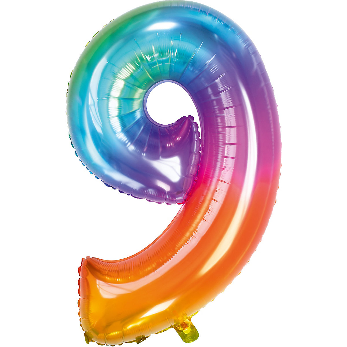 Folienballon Yummy Gummy Regenbogen Zahl 9, ca. 81 cm