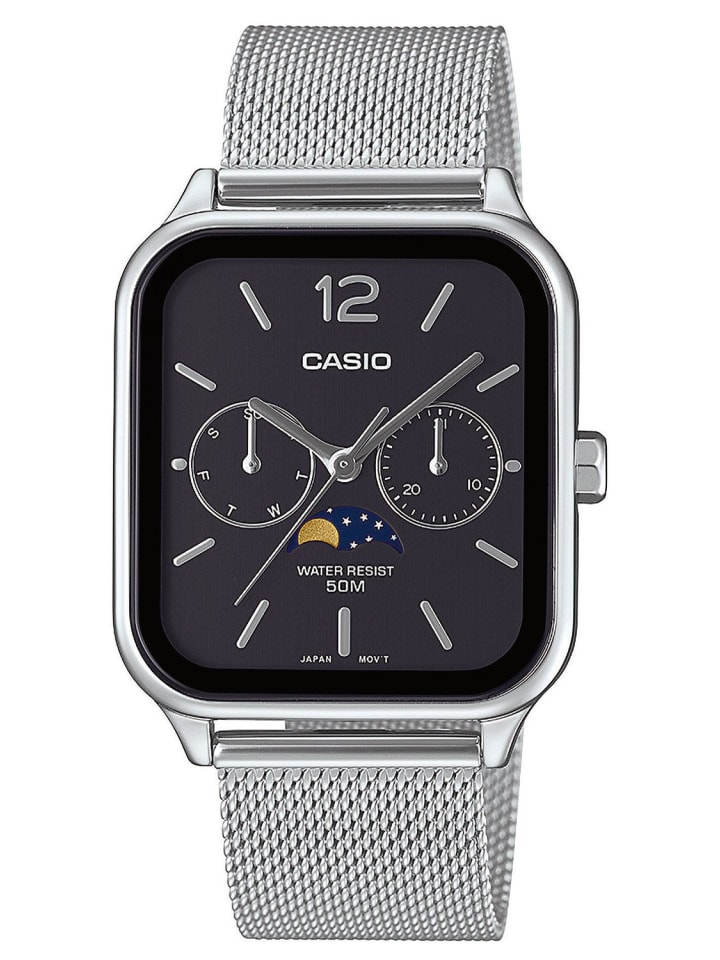 Casio Herrenuhr Multifunktion mit Mondphase Schwarz / Silber günstig kaufen onesize