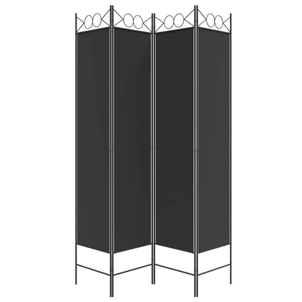 furnicato Raumteiler 4-tlg. Paravent Schwarz 160x200 cm Stoff