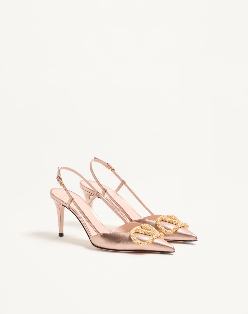 Bomba Slingback VLogo Signature em napa laminada de 80 mm