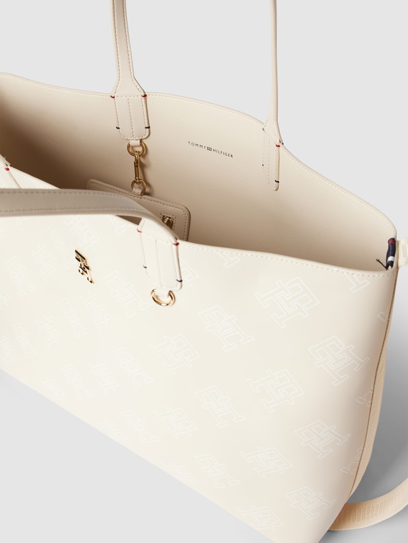 Handtasche mit Allover-Logo Modell 'ICONIC' in sand
