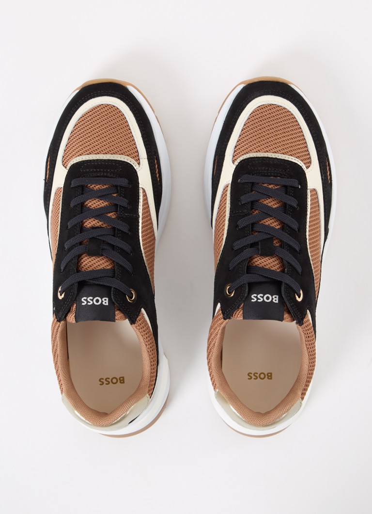 HUGO BOSS Skylar mesh-sneaker med detaljer i skinn og semsket skinn