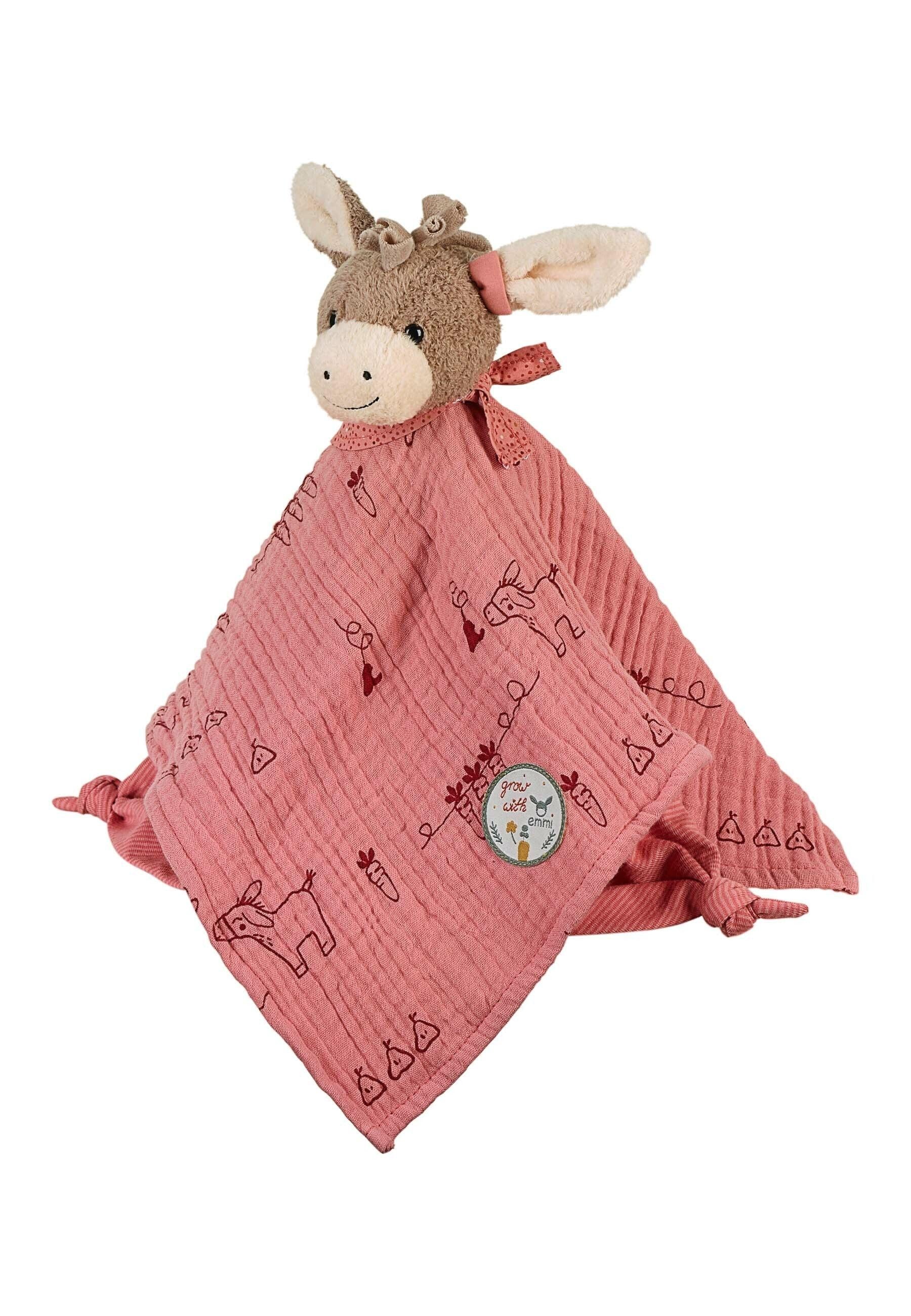 Schmusetuch Esel Emmily in Hellrot, 35 cm