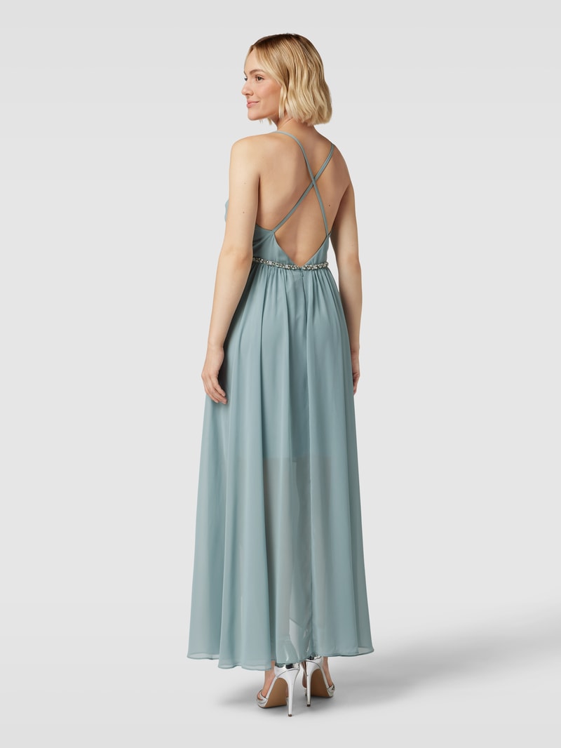 Cocktailkleid mit Ziersteinbesatz in schilf