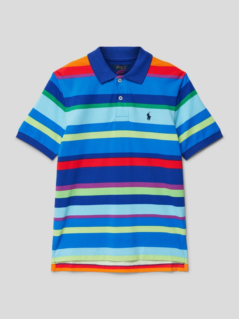 Poloshirt aus Baumwolle mit Streifenmuster in hellblau