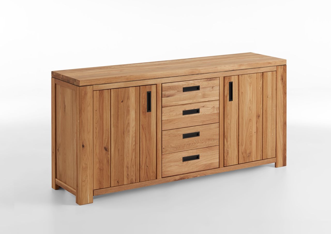 Relita Sideboard AMIGOS mit 2 Türen und 4 Schubladen Wildeiche geölt teilmassiv