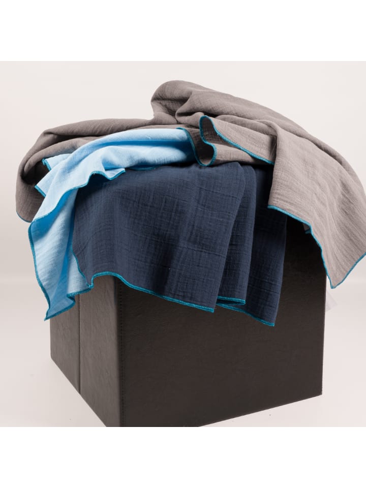 SlumberOrganix Bio Musselin Tücher 3er-Pack in Dunkelblau günstig kaufen 75x75 cm