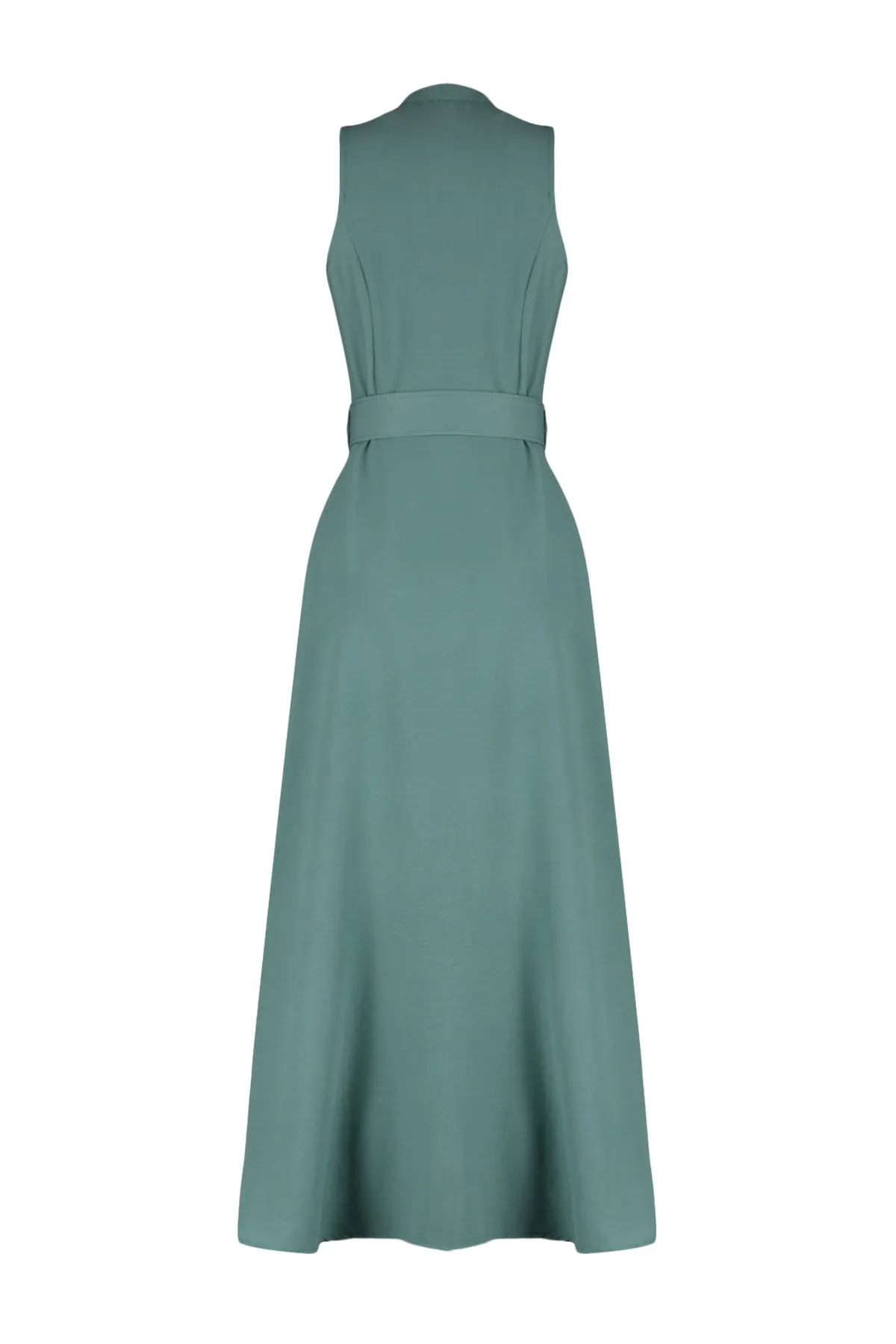 Trendyol Collection  Mintfarbenes, gewebtes Midi-Hemdkleid mit Gürtel TWOSS23EL01628