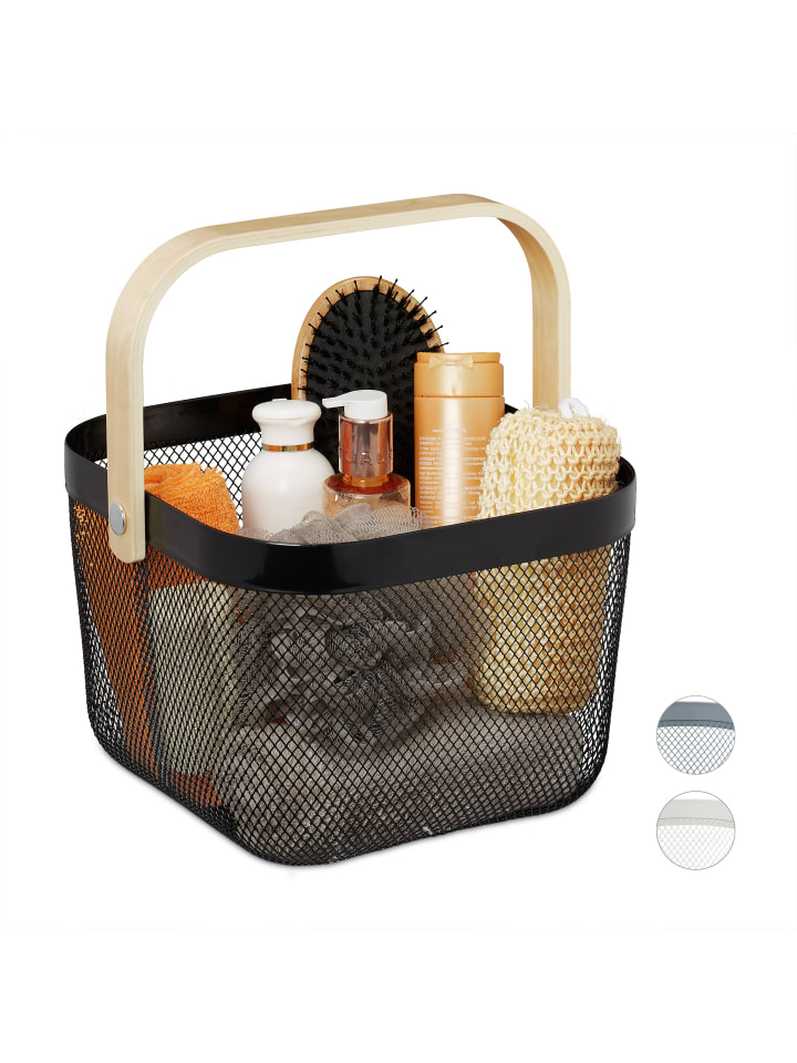relaxdays Aufbewahrungskorb in Schwarz - (B)26 x (H)17,5 x (T)24,5 cm günstig kaufen onesize