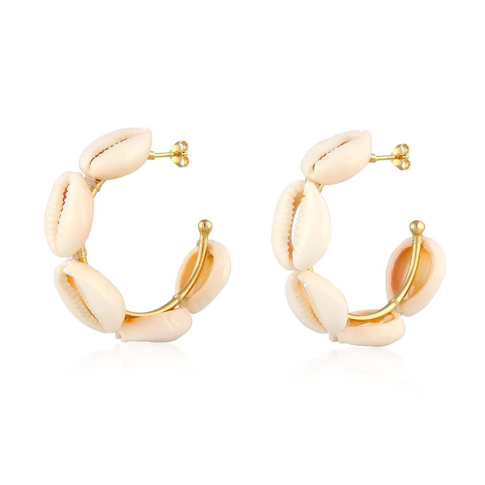 Elli Elli Boucles d'Oreilles Créoles Femmes Maritim avec coquillage cauri en argent st Boucles d'oreilles