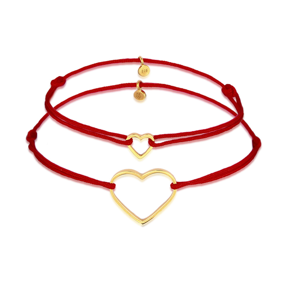 Elli Elli Bracelet Femmes Set mère-enfant cœur Cut-Out avec nylon rouge en argent ster Bracelet