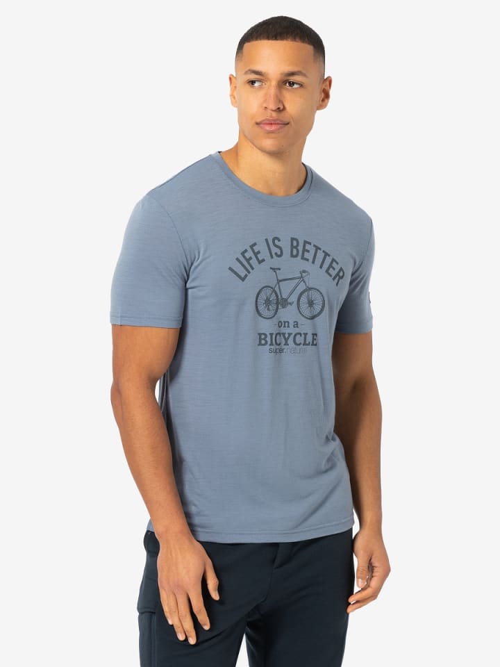 super.natural Merino T-Shirt M BETTER BIKE TEE in Grau-Blau günstig kaufen