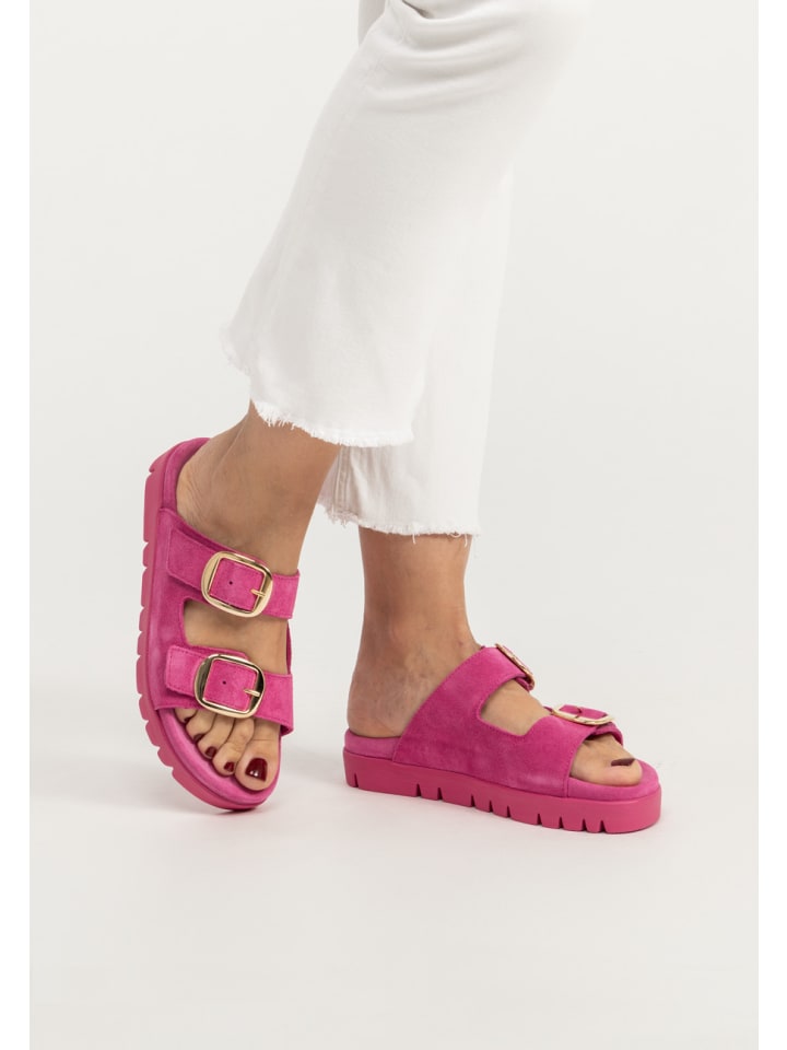 VITAFORM Veloursleder Pantoletten in pink günstig kaufen
