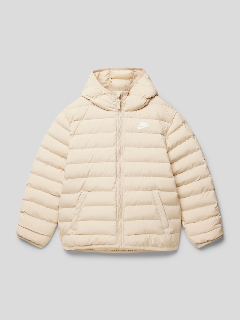 Steppjacke mit Logo-Print in beige