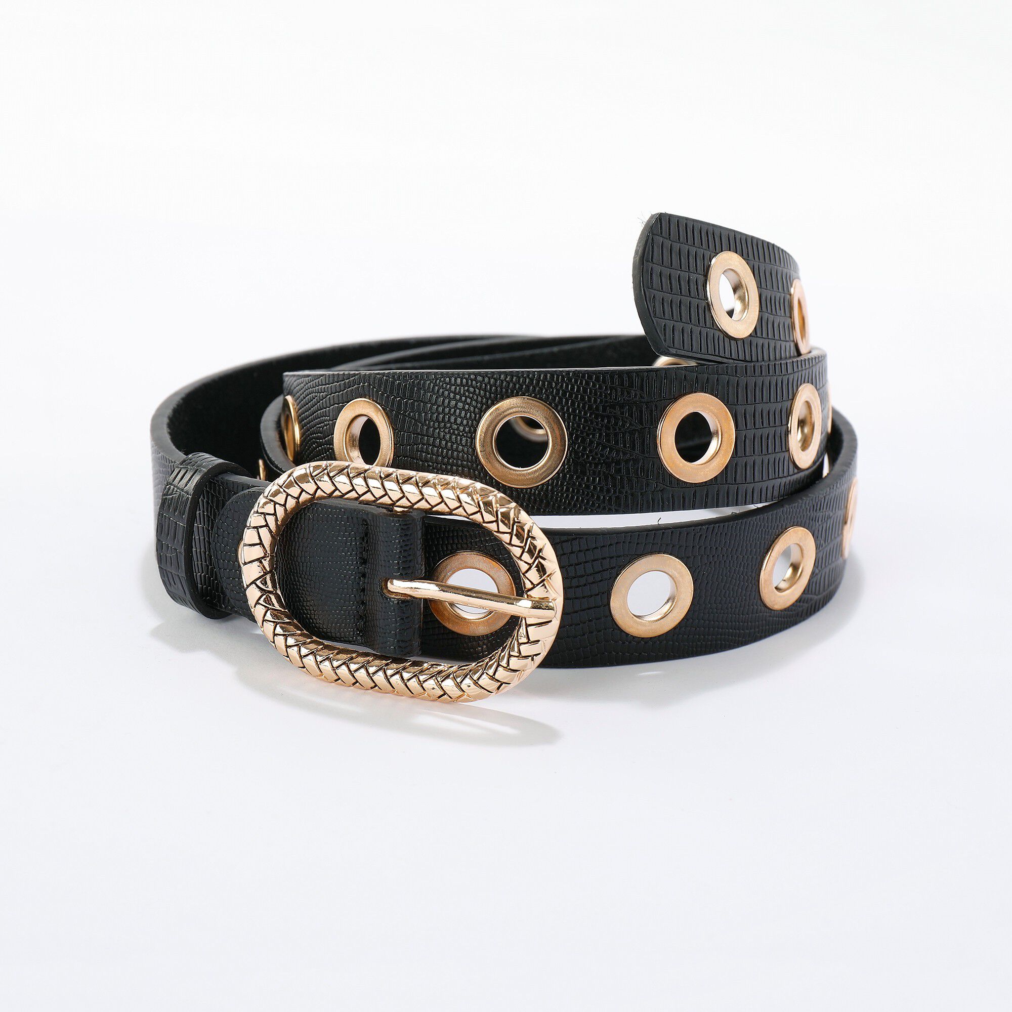 Ceinture effet écailles, oeillets dorés