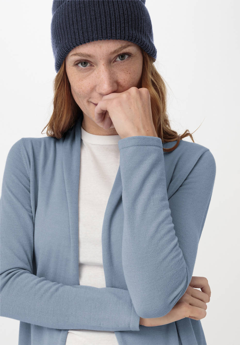Long Strickjacke aus reiner Bio-Merinowolle