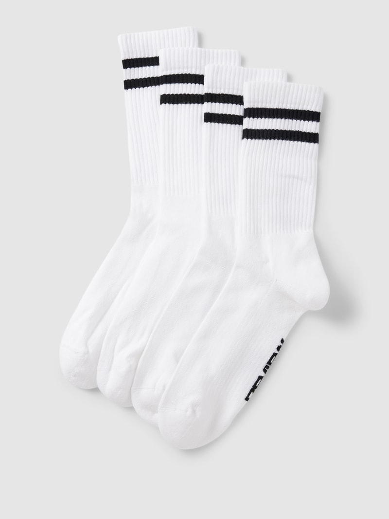 Socken mit Kontraststreifen im 4er-Pack in weiß