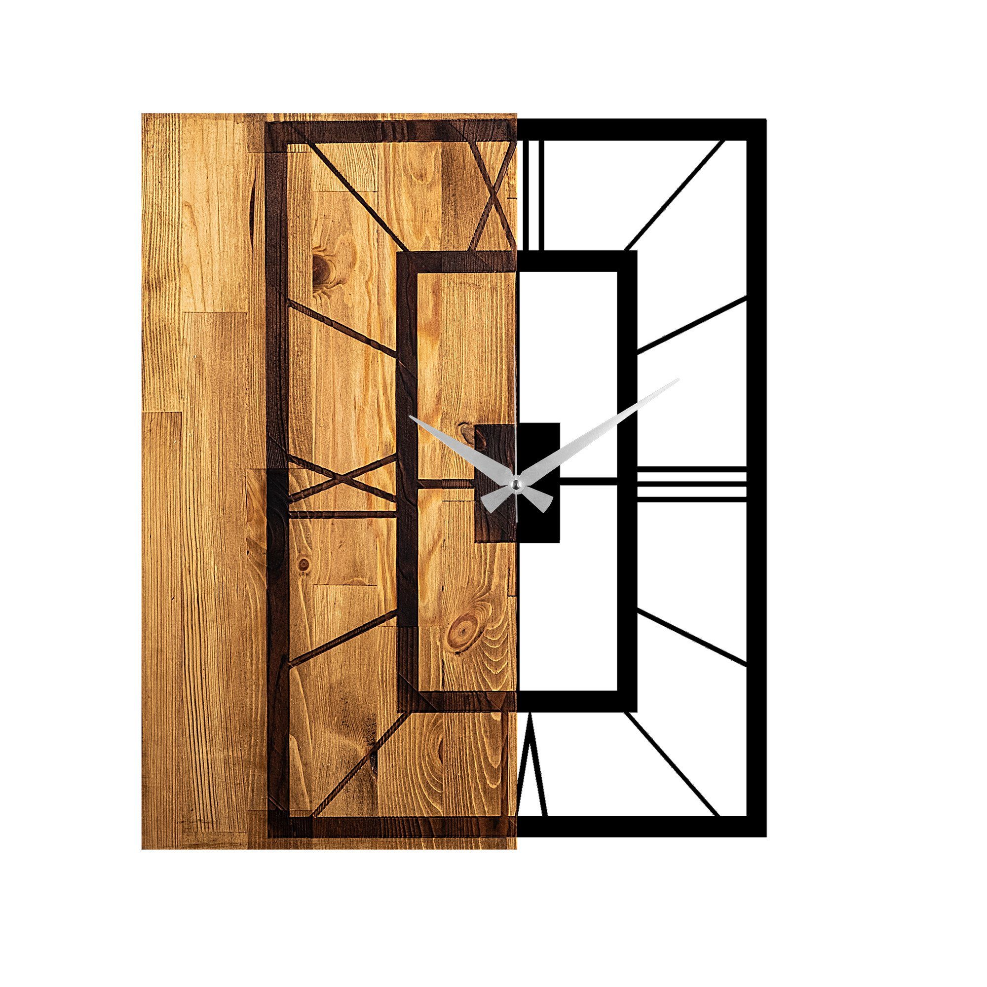 Wallity Wanduhr TNL1137, Leichte,Walnuss, Wanduhren, 49 x 3 x 58 cm, 100% Holz