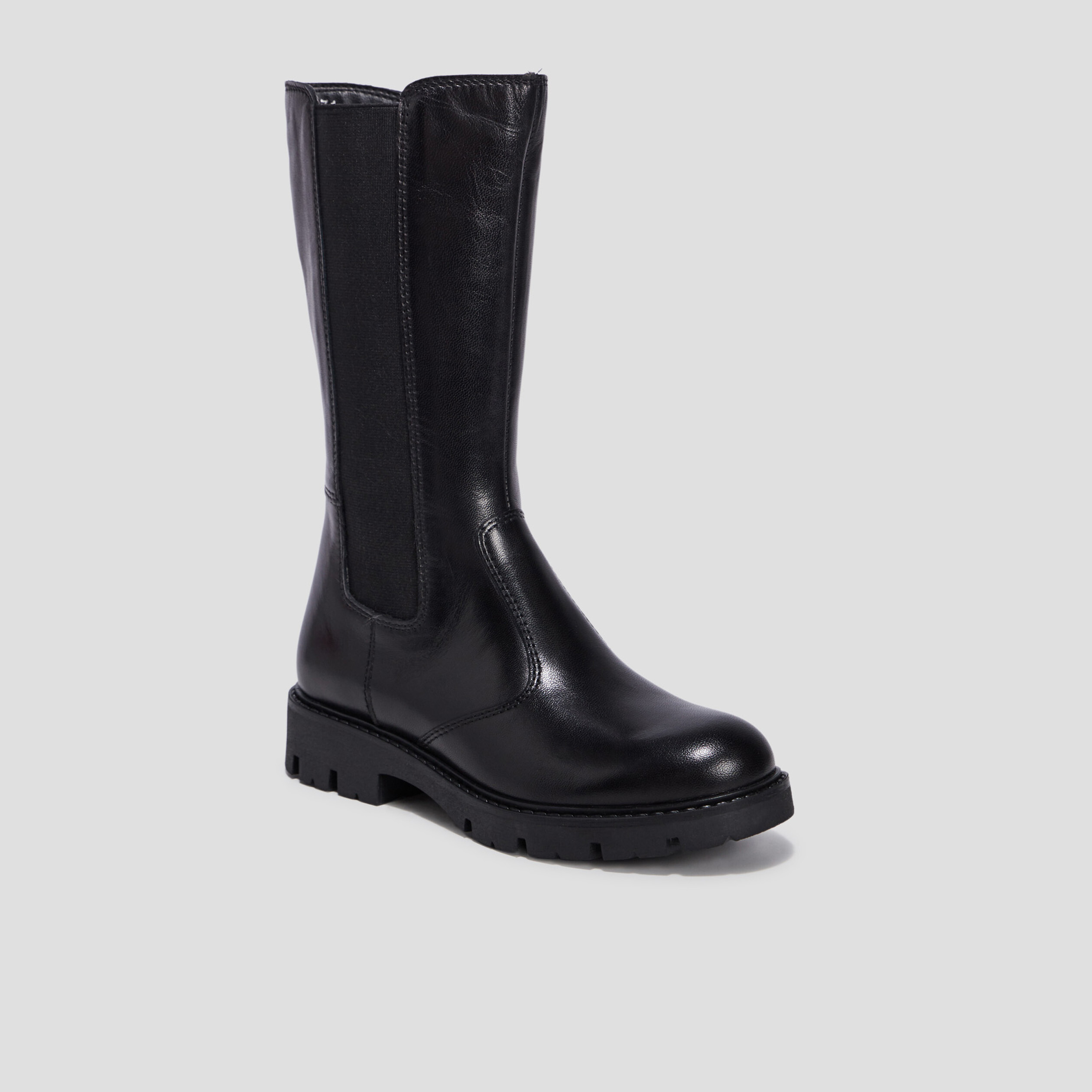 Bottes crantées en cuir noir fille | La Halle
