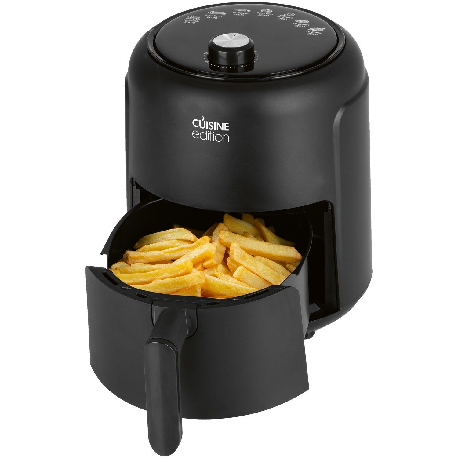 Cuisine Edition Heißluftfritteuse 12614, 1000 W, 2,3 Liter Fassungsvermögen, Drehregler, 200°C, Timer (1-60 Minuten)
