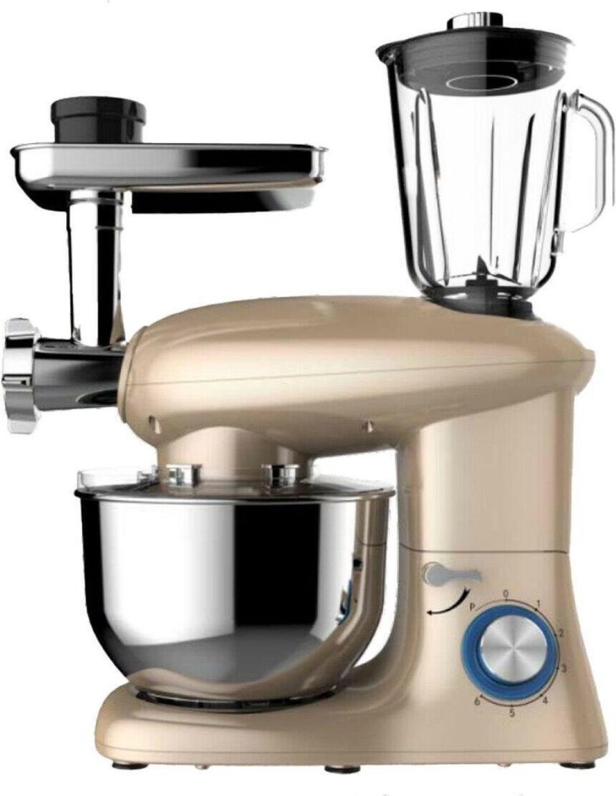 Royal Swiss Küchenmaschine, 3 in 1 - 1400 W 6,0 Liter - Edelstahl