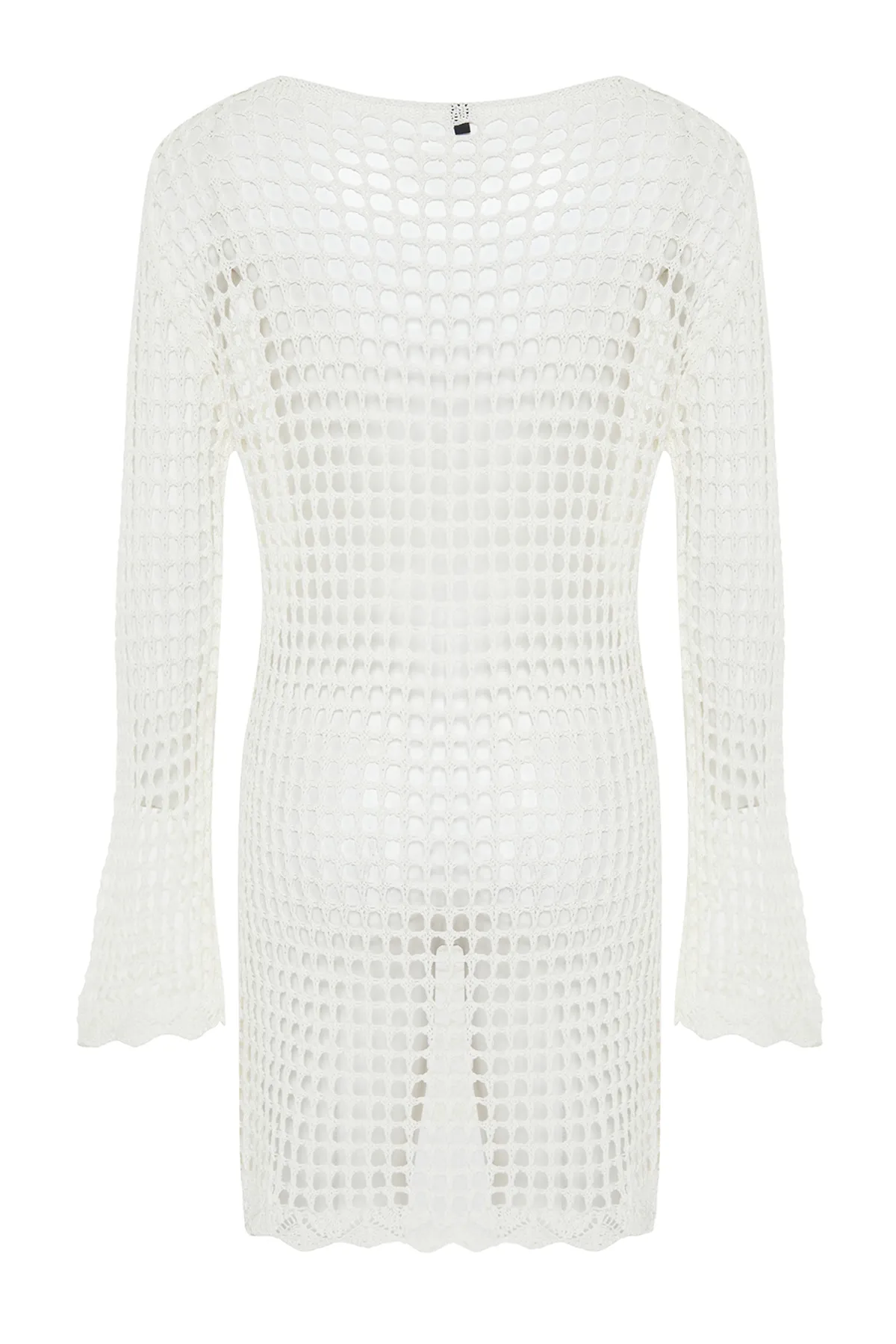 Trendyol Collection  Ecru Mini-Strandkleid im gestrickten Strick-Look TBESS24EL00065