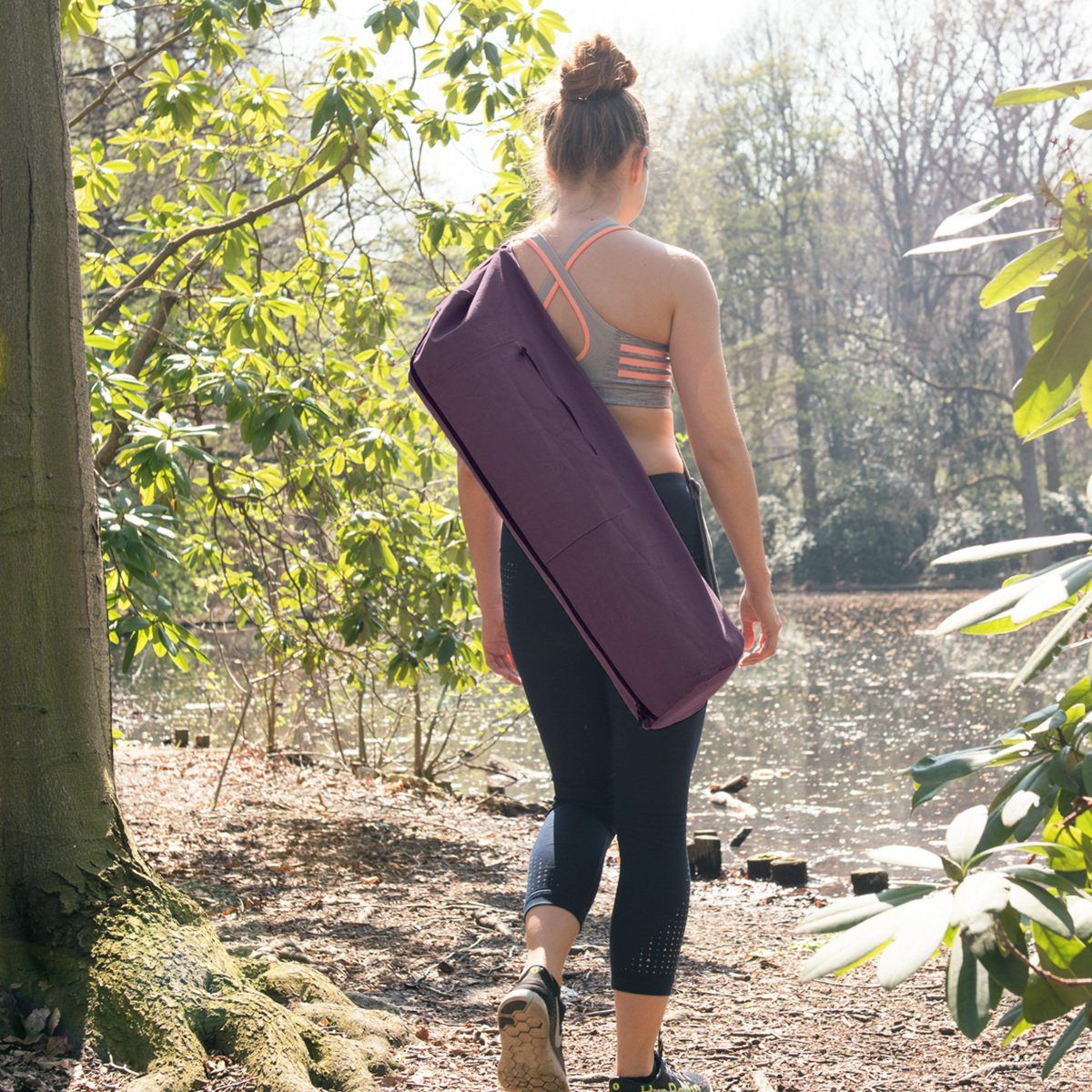 Navaris Yogamatte Tasche für Yogamatte aus Baumwolle, mit Tragegurt und Reißverschluss
