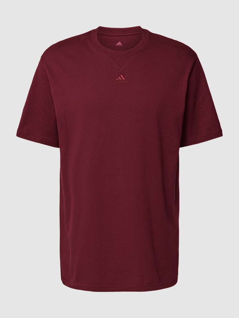 T-Shirt mit Label-Stitching in bordeaux rot