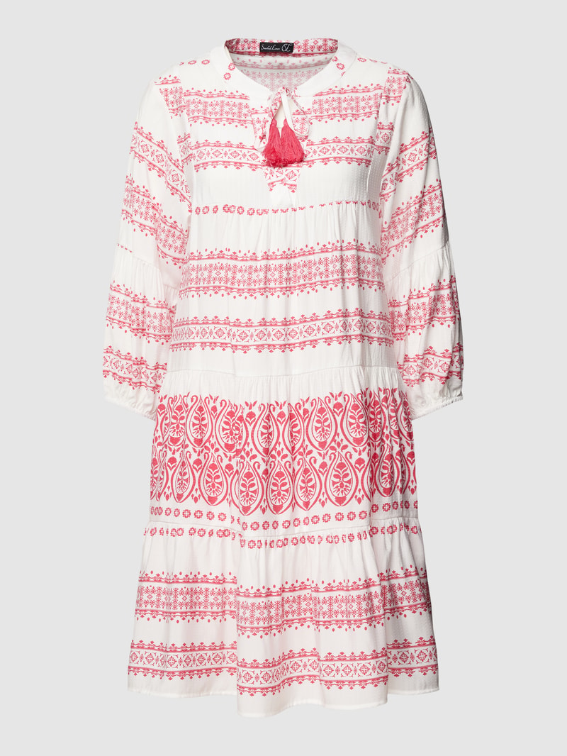 Knielanges Kleid mit Allover-Muster in pink