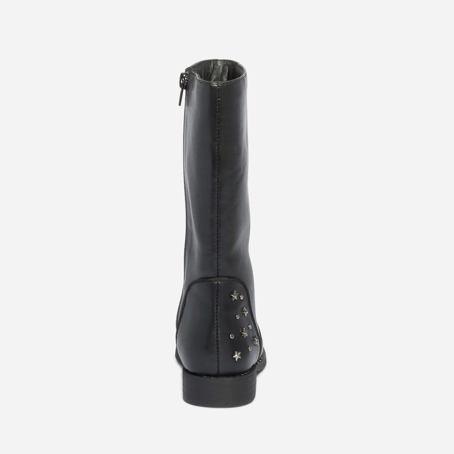 Botte noire en cuir à clous